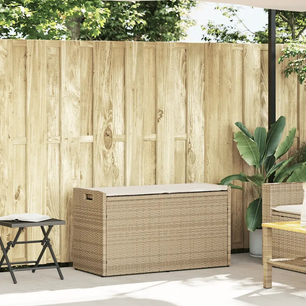 Cassapanca da Esterno con Cuscino Beige 100 cm in Polyrattan 4104064