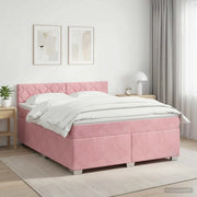 Letto box spring con materasso Rosa 160 x 200 cm Velluto 3450757