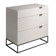 Cassettiera legno grigio e acciaio nero