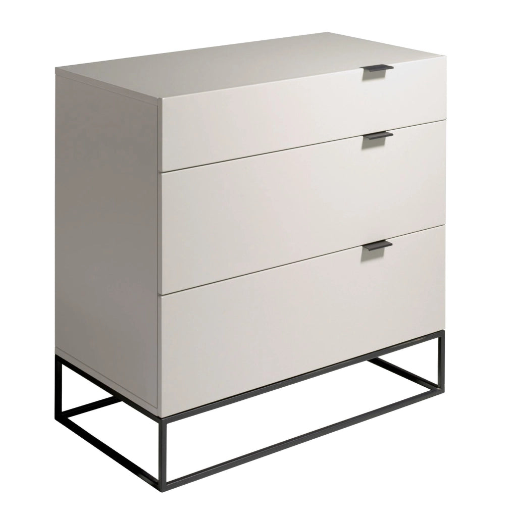 Cassettiera legno grigio e acciaio nero