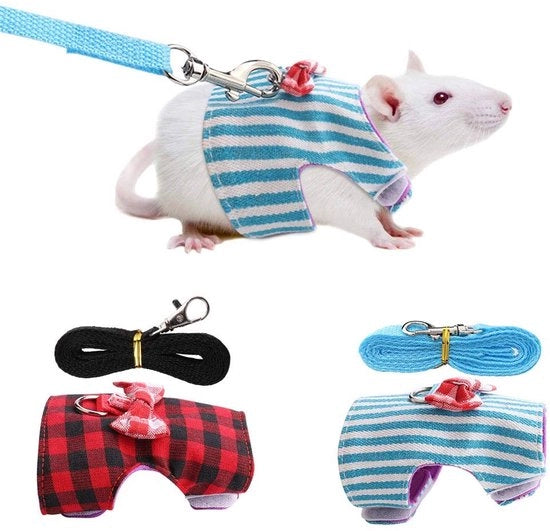 Fodero per piccoli animali da compagnia - Hamster, coniglio e cavia - cinturino con striscia e campanello