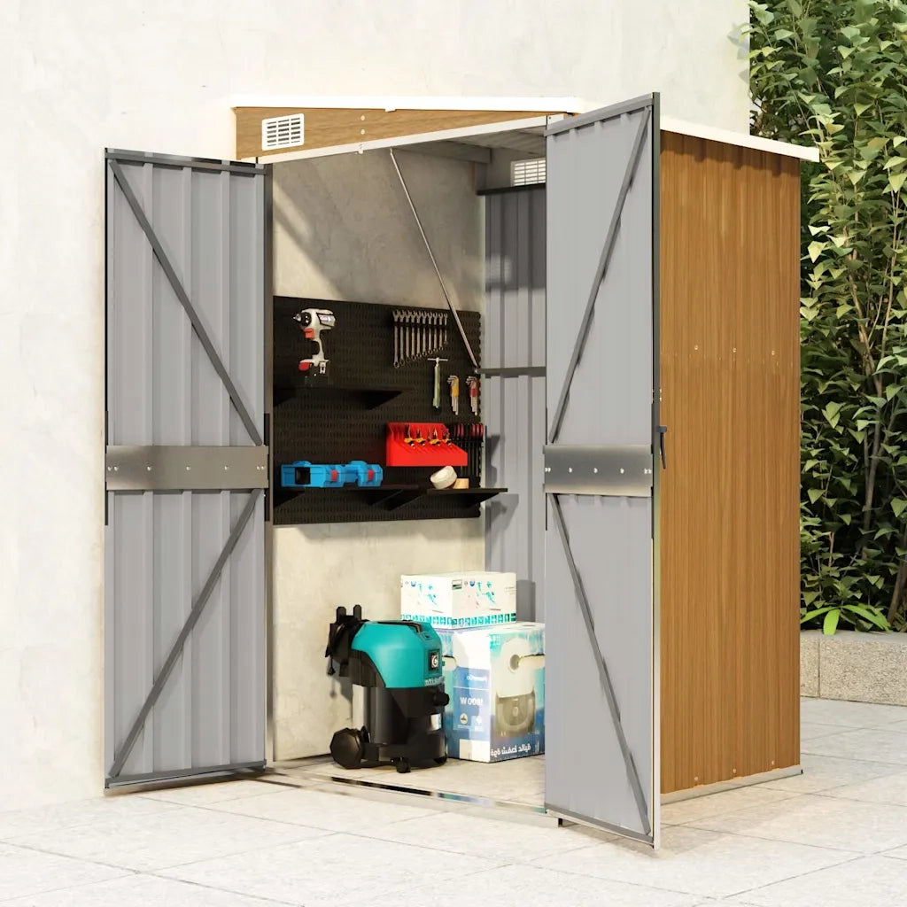 Capanno Giardino a Parete Marrone 118x100x178cm Acciaio Zincato 316220