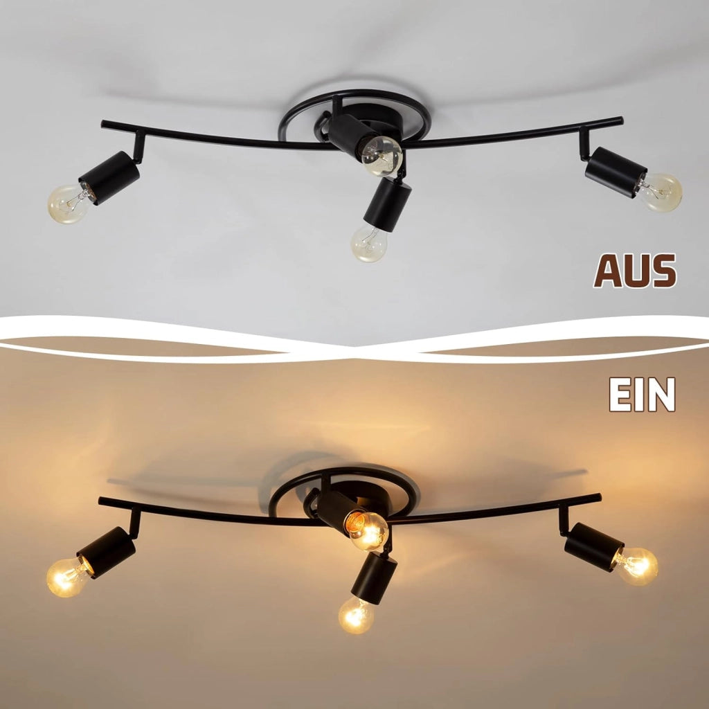 ZMH Faretto da soffitto nero a 4 luci orientabile a 350° E27 per cucina corridoio