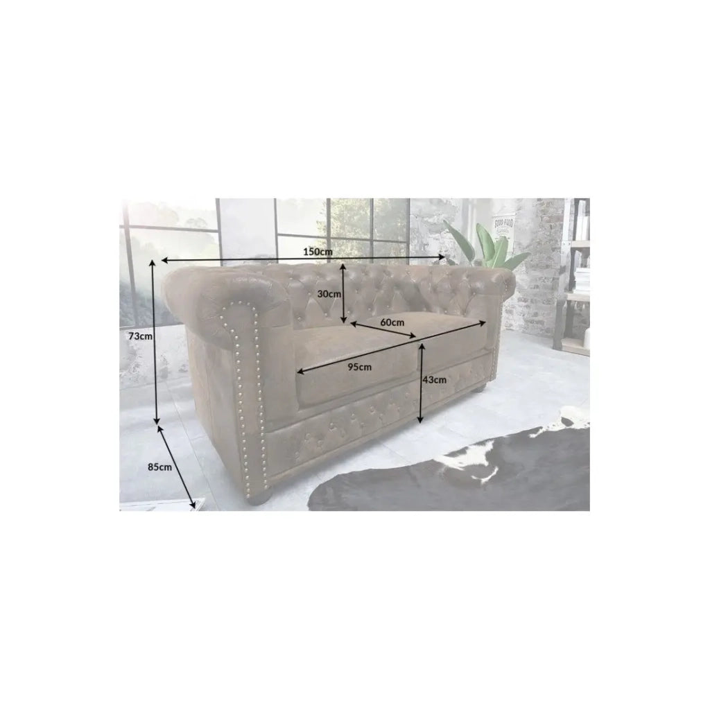 Divano dritto EDGAR – Marrone – 2 posti – Stile barocco