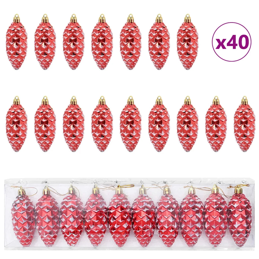 Palla di pino di Natale 40 pcs Rosso Plastica 42018895