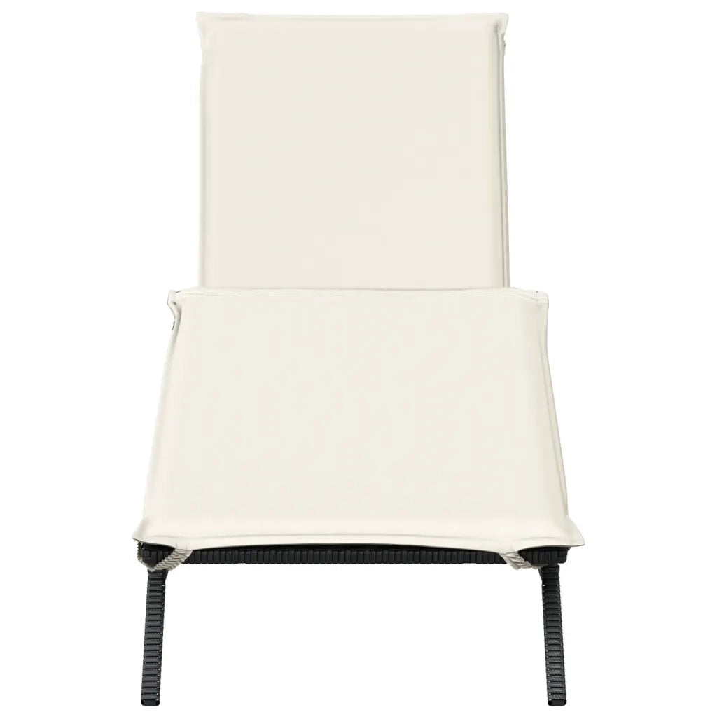 Lettino Prendisole con Cuscino Nero in Polyrattan 4002701