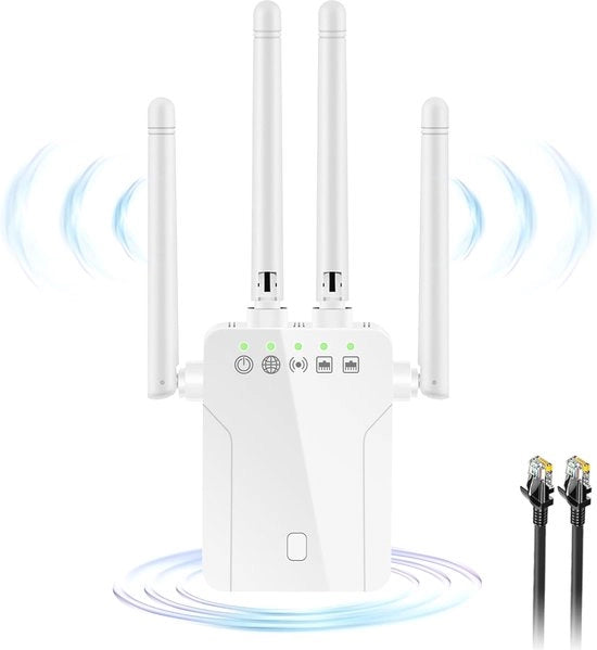 Ripetitore WiFi 1200 Mbit/s Dual-Band con 4 Antenne e 2 Porte LAN