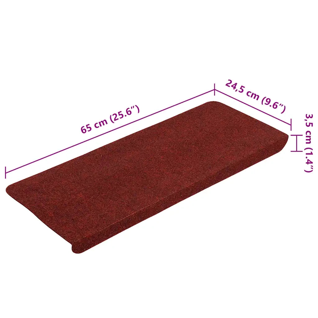 Tappetini Autoadesivi per Scale 15 pz 65x24,5x3,5 cm Rosso 343480