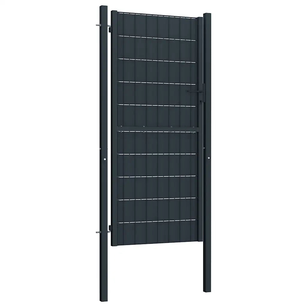 Cancello per Recinzione in PVC e Acciaio 100x204 cm Antracite CFW3369666