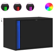 Set di 2 Comodini | Armadio da Notte | Mobiletto da notte a Parete con Luci LED Neri