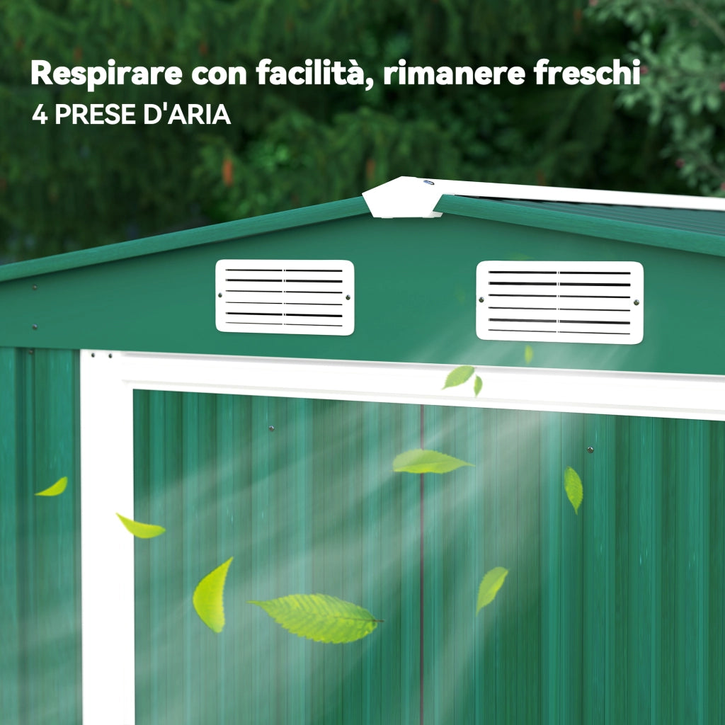 Capanno da Giardino in Acciaio ¨C Minimal ¨C Verde, 258x206x178cm