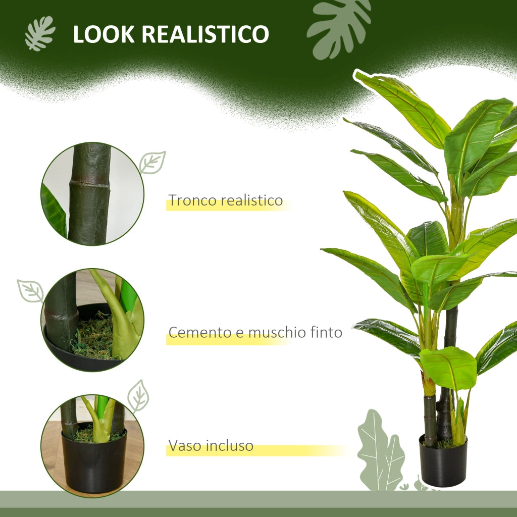 Banano Pianta in Vaso da 150cm. Albero di Banano Artificiale per Interno ed Esterno