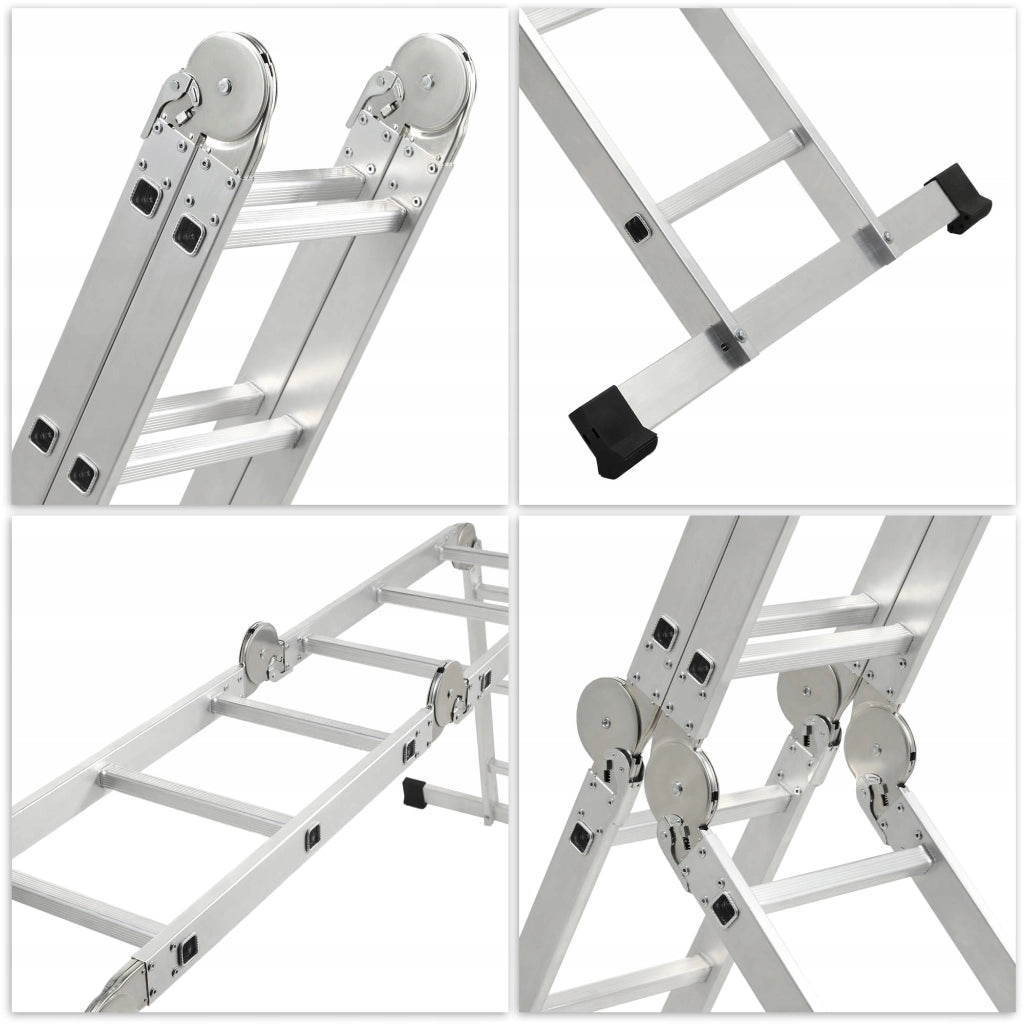 Scala domestica pieghevole multifunzionale in alluminio KADAX 4x3, portata 150 kg.