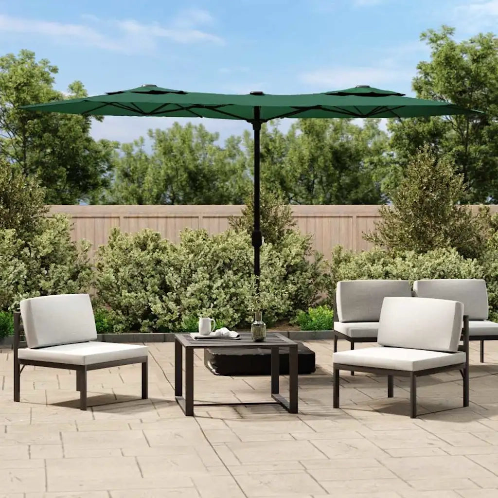 Ombrellone a Doppia Testa con LED Verde 316x145 cm 362970