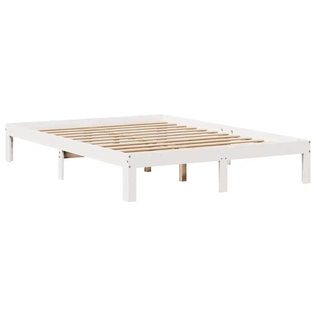 Giroletto con Cassetti Bianco 140x190 cm Legno Massello di Pino 3301941