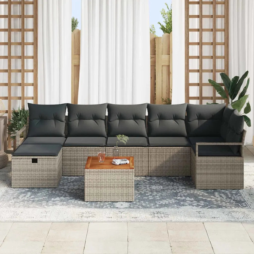 Set Divano da Giardino con cuscino 8 pcs Grigio polyrattan