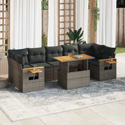 Set Divano da Giardino 8pz con Cuscini Grigio Polyrattan Acacia 3327574
