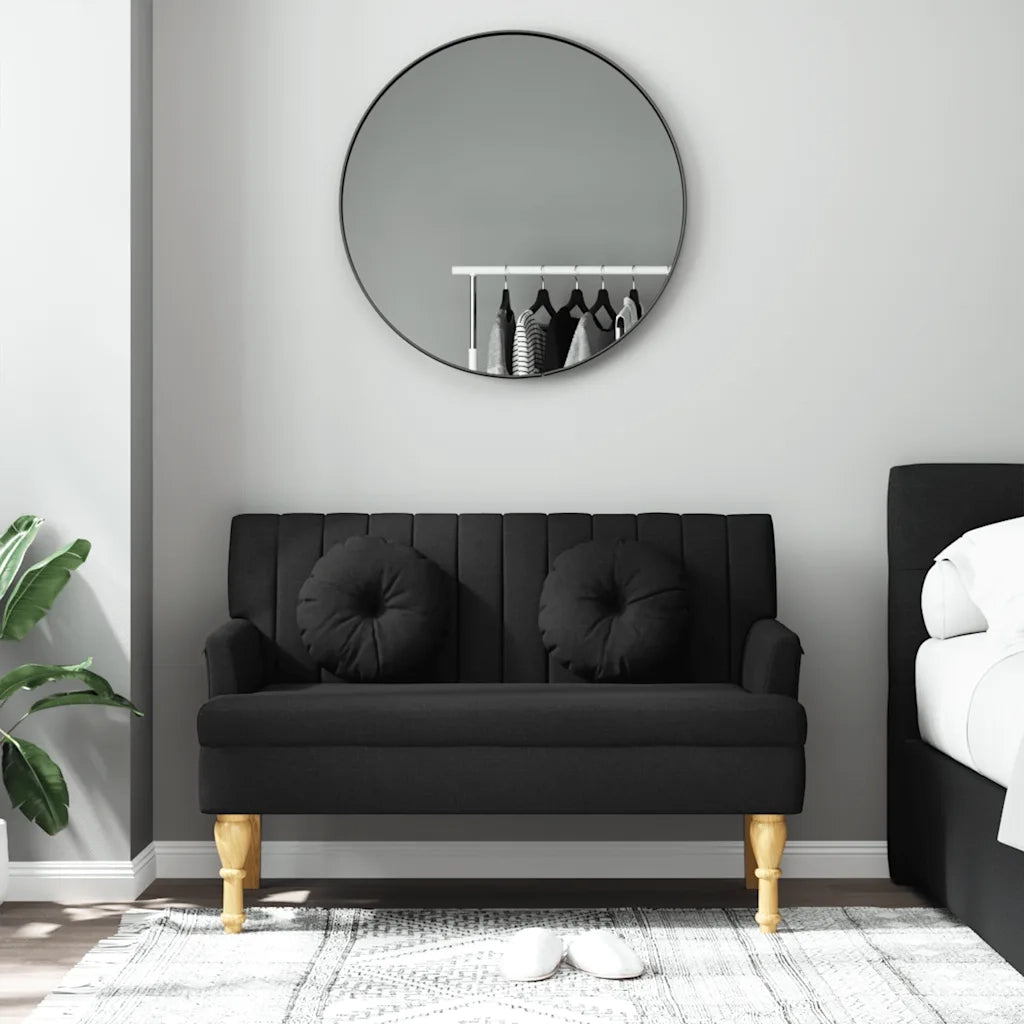 Panca con Cuscini-Sgabello-Divano Nera 113x64,5x75,5 cm in Tessuto