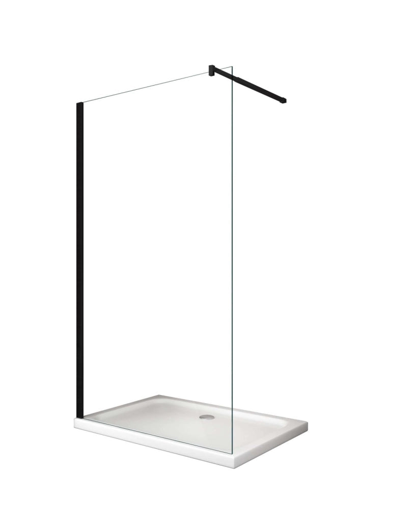 Parete Doccia Walk-in Cristallo 8mm Trasparente Black h.200cm Sicena Vision 100 cm