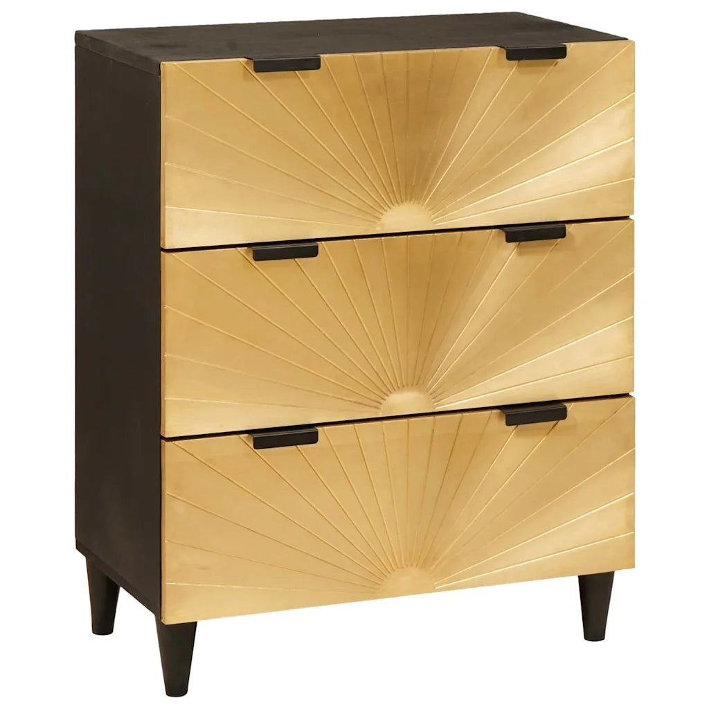 Credenza 3 pcs Nero e Oro 60 x 33 x 75 cm 3310023