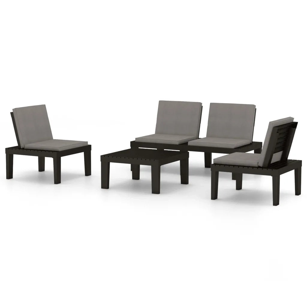 Set Divani da Giardino con Cuscini 4 pz | Set Salotto da Giardino in Plastica Grigio