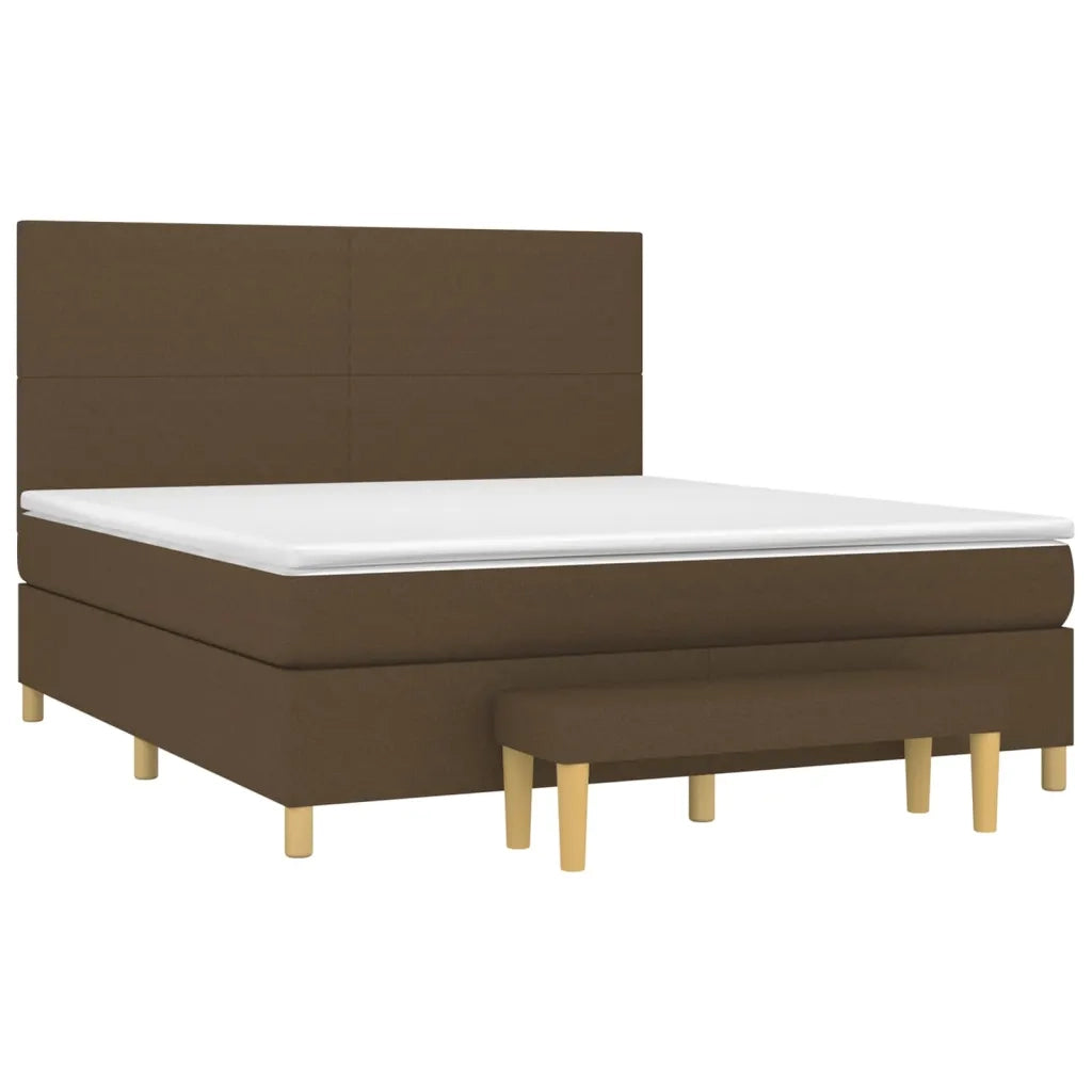 Giroletto a Molle con Materasso Marrone Scuro 160x200cm Tessuto