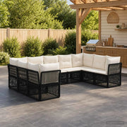 Set Divano da Giardino 9 pz Nero polyrattan 3434338