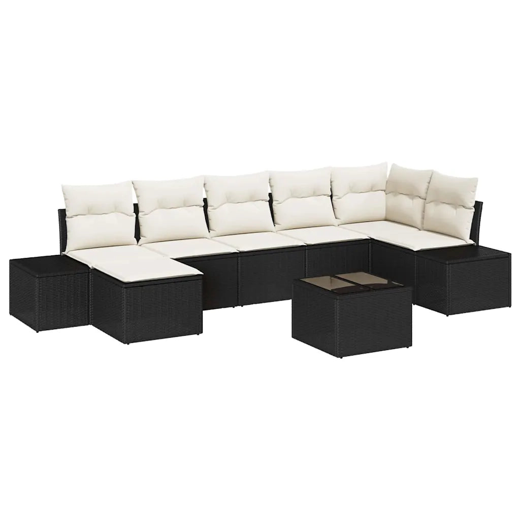 Set Divano da Giardino con cuscino 7 pcs Nero polyrattan 3355826