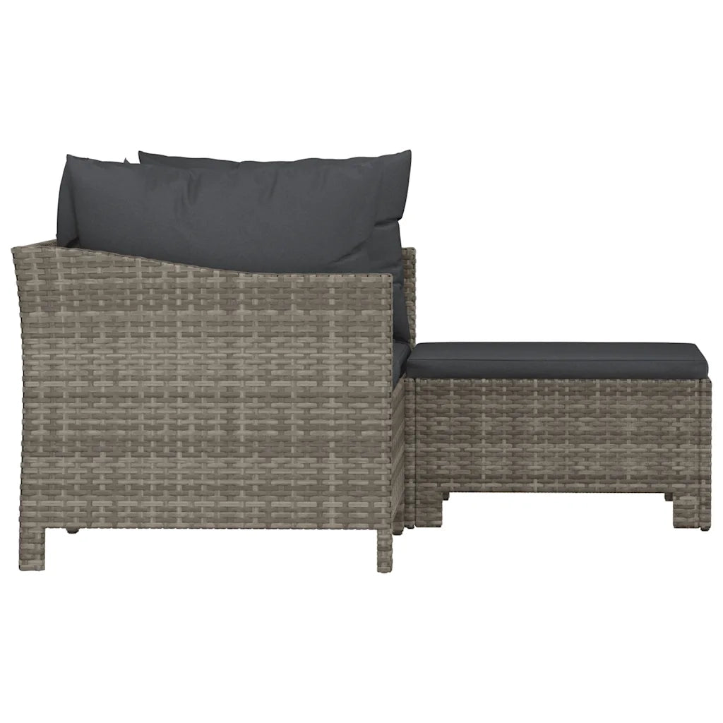 Set Divani da Giardino 3 pz con Cuscini in Polyrattan Grigio 362685