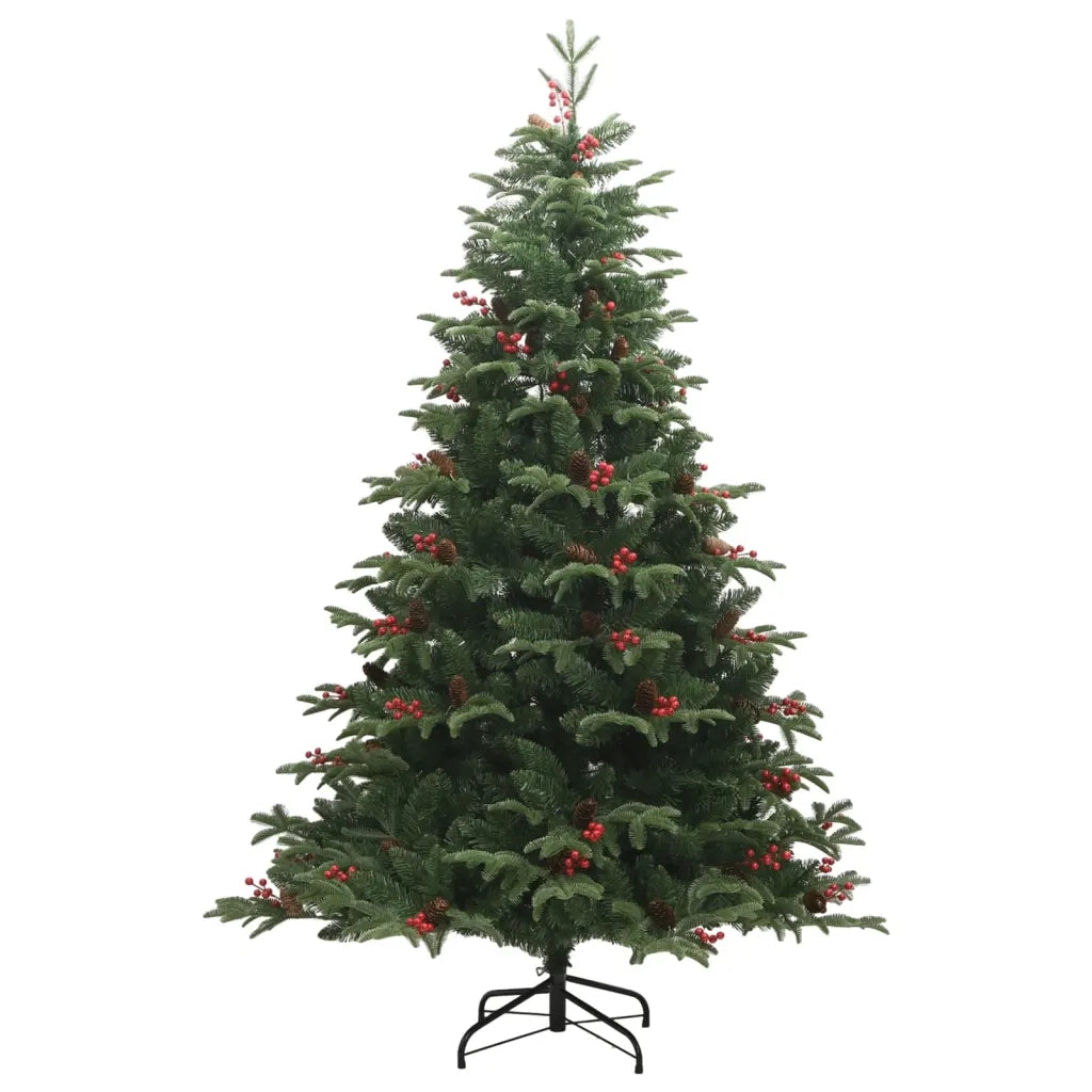 Albero Natale Artificiale Incernierato con Pigne e Bacche 210cm 358377