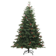 Albero Natale Artificiale Incernierato con Pigne e Bacche 210cm 358377