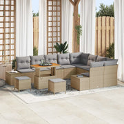 Set Divano da Giardino con cuscino 12 pcs Beige Poly Rattan 3364777