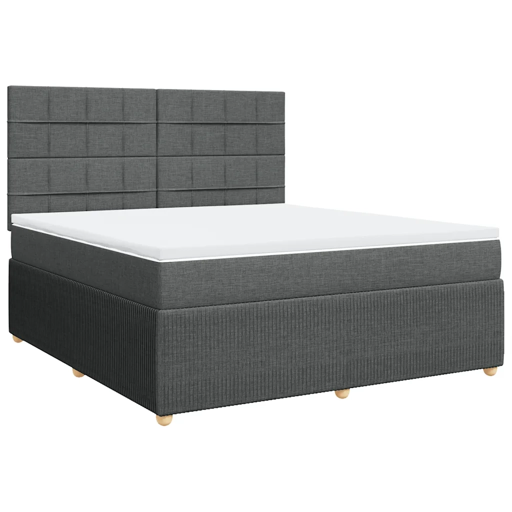 Giroletto a Molle con Materasso Grigio Scuro 180x200 cm Tessuto