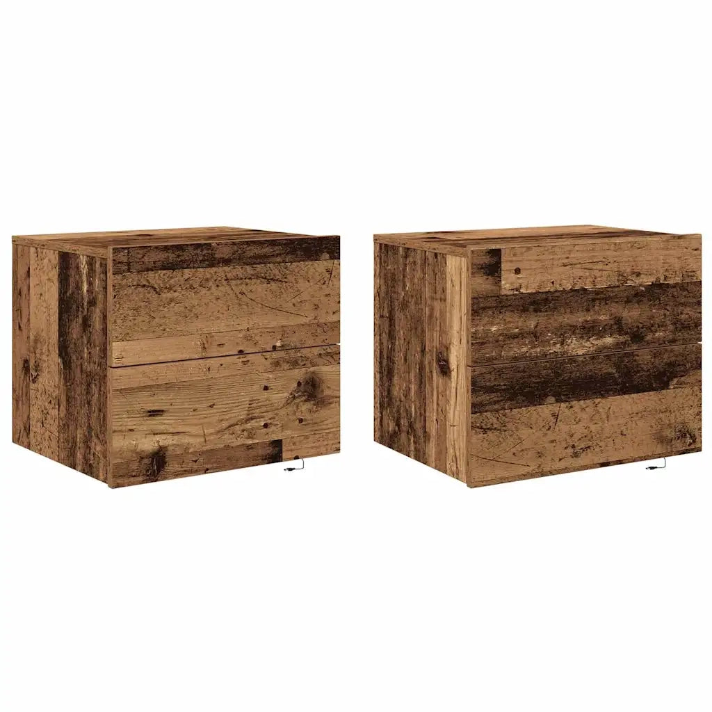 Set di 2 Comodini | Armadio da Notte | Mobiletto da notte Legno vecchio 50 x 39 x 41 cm