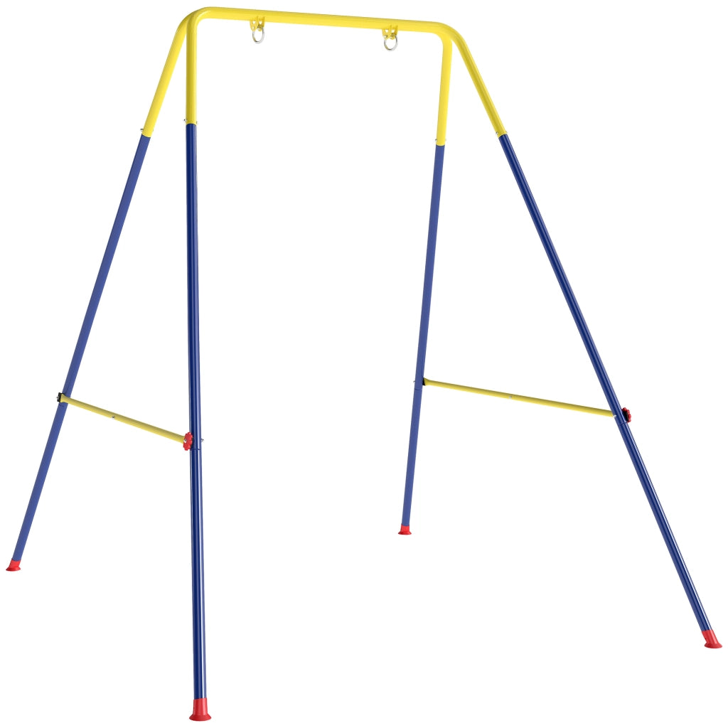 Struttura per Altalena da Giardino 128x155x157 cm con 2 Ganci in Acciaio Giallo e Blu