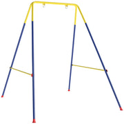 Struttura per Altalena da Giardino 128x155x157 cm con 2 Ganci in Acciaio Giallo e Blu