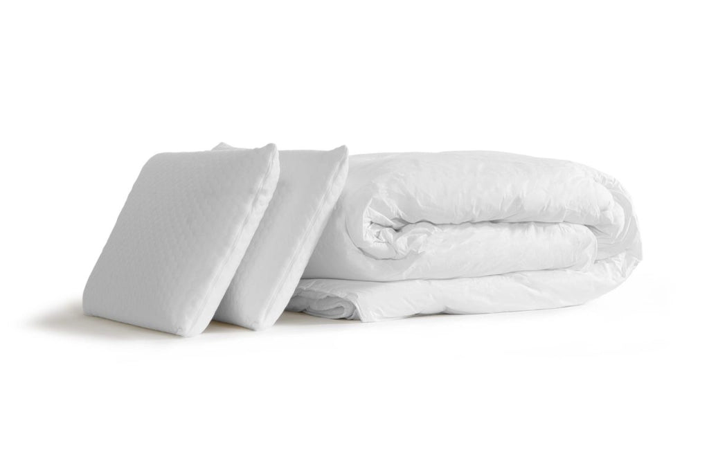 Pacchetto letto completo - Materasso 200x200cm + Box spring con doghe (kit) + 2 cuscini + Piumino - Actimemo Tech