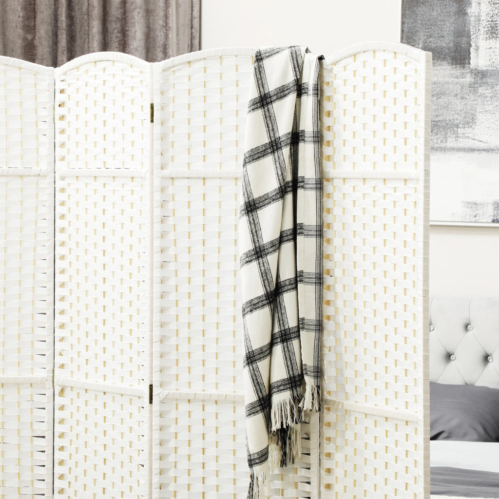 Biombo Pieghevole 4 Pannelli ¨C Minimal ¨C Bianco 160x170 cm