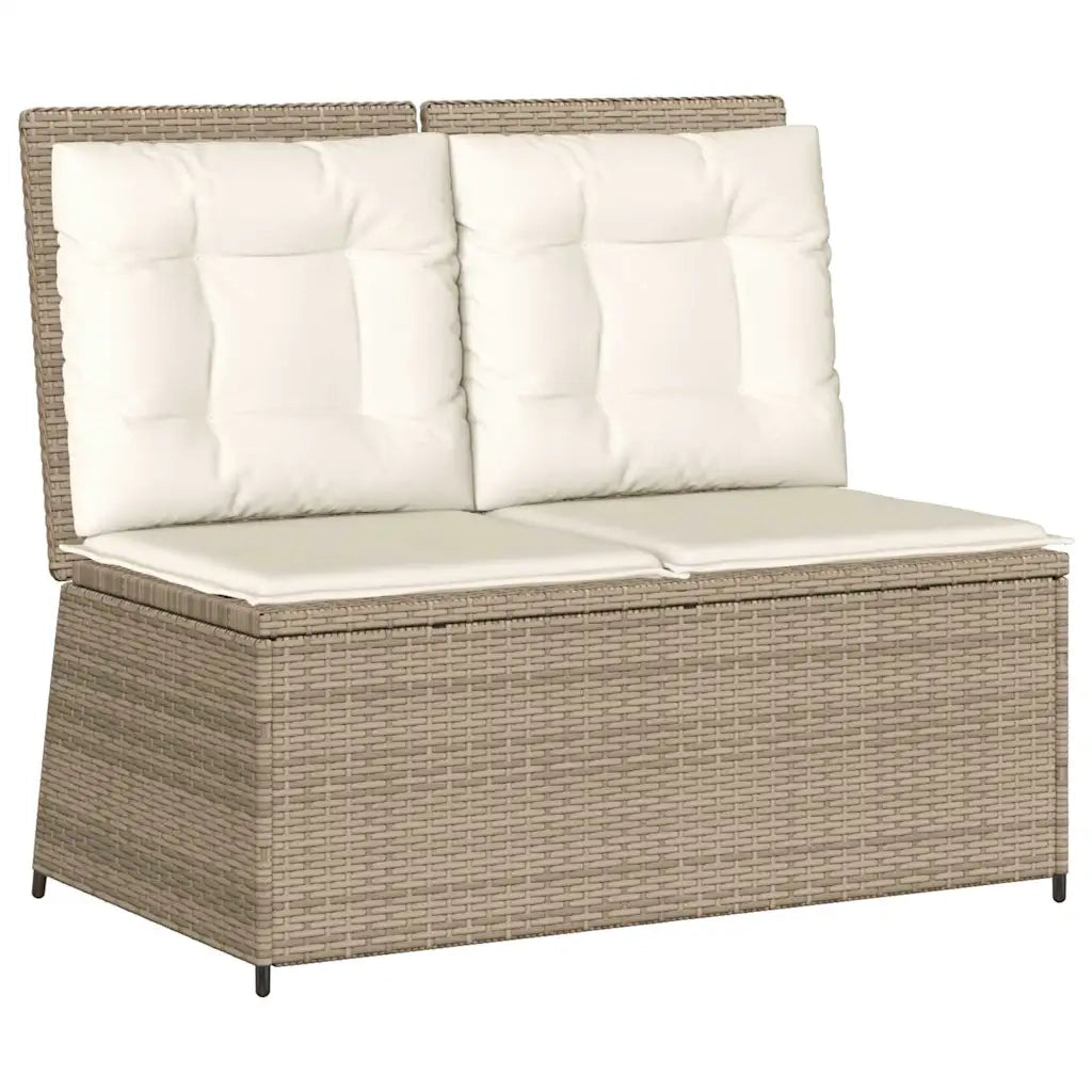 Panca Reclinabile da Giardino con Cuscini Beige in Polyrattan 368968