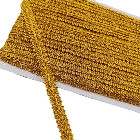 Fascia in velluto 11 mm - Polyester - Fascia con bordo - 12 m - Decorazione per la casa - Abbigliamento per costume/cappello - Colore oro scuro