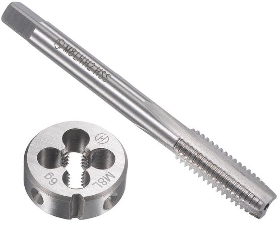 Set di viti a mano a mano M8 x 1,25 mm - Set di viti a mano a mano per mancini - Set pesante - Set di viti a mano a mano in acciaio di alta qualità - Facile da utilizzare - Set di viti a mano a mano