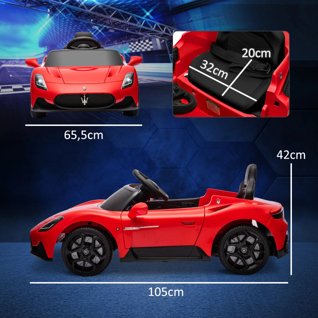 Auto elettrica per bambini Maserati MC20 12V ¨C Minimal ¨C Rosso, telecomando, LED, musica, 3-6 anni
