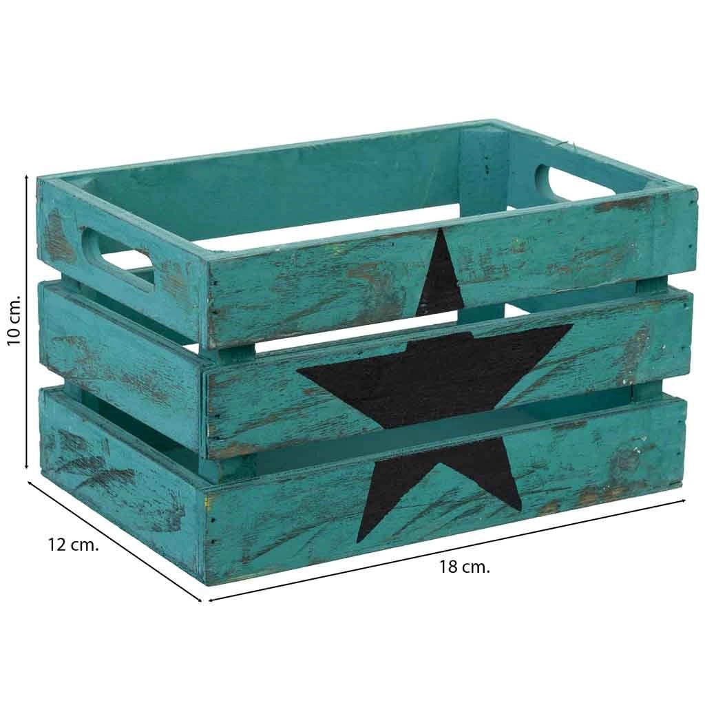 Cassetto in legno blu 18x12x10h cm