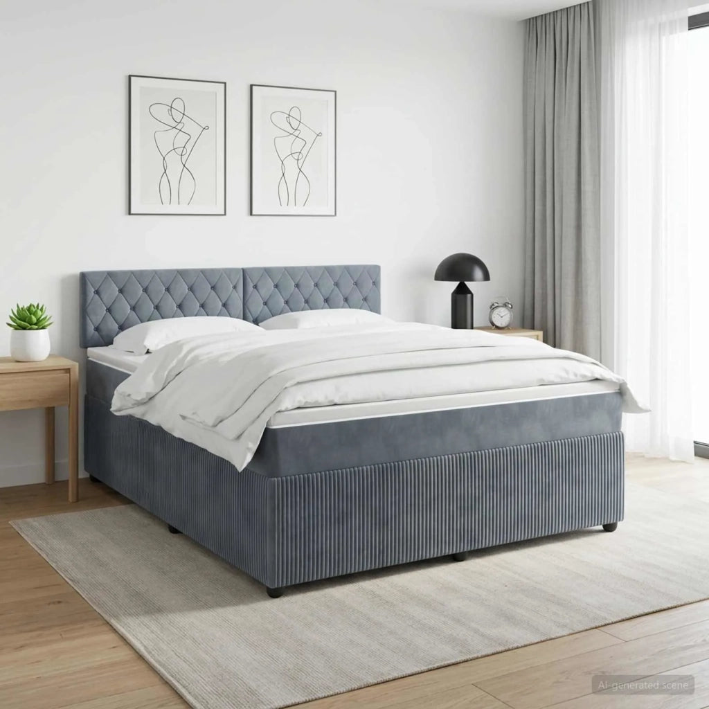 Letto box spring con materasso Grigio Scuro 160 x 200 cm 3451704