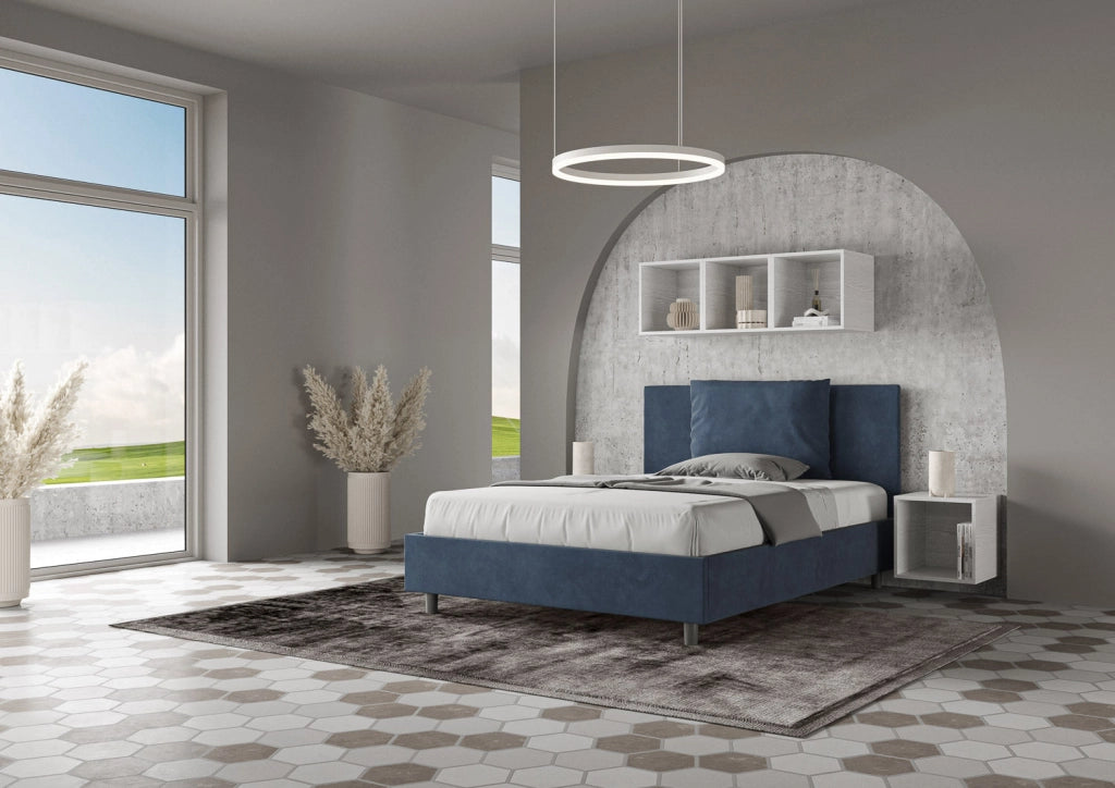 Letto Matrimoniale 160x190 cm con Rete Antea Blu