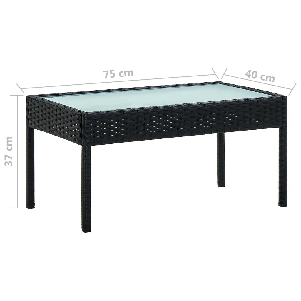 Set Divani da Giardino 4 pz con Cuscini in Polyrattan Nero 45788