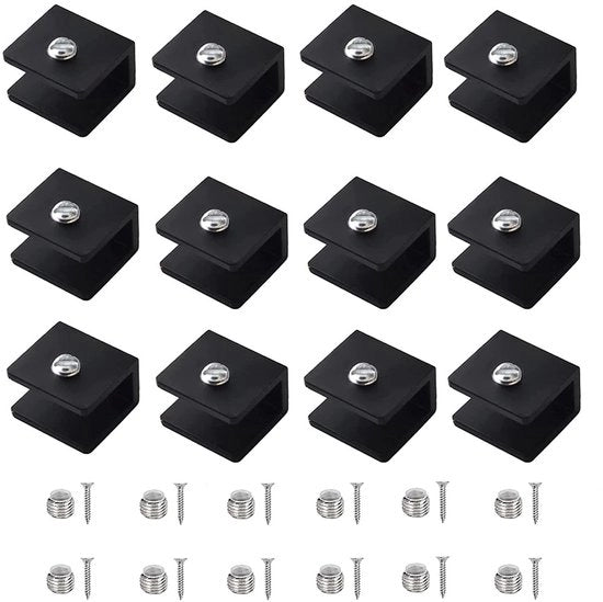 Set di sosteggi per vetro - 12 pezzi - In alluminio - Flessibili - Per vetro 6-8 mm - Robusti e resistenti - Adatti per interni ed esterni - Sostegni per vetro