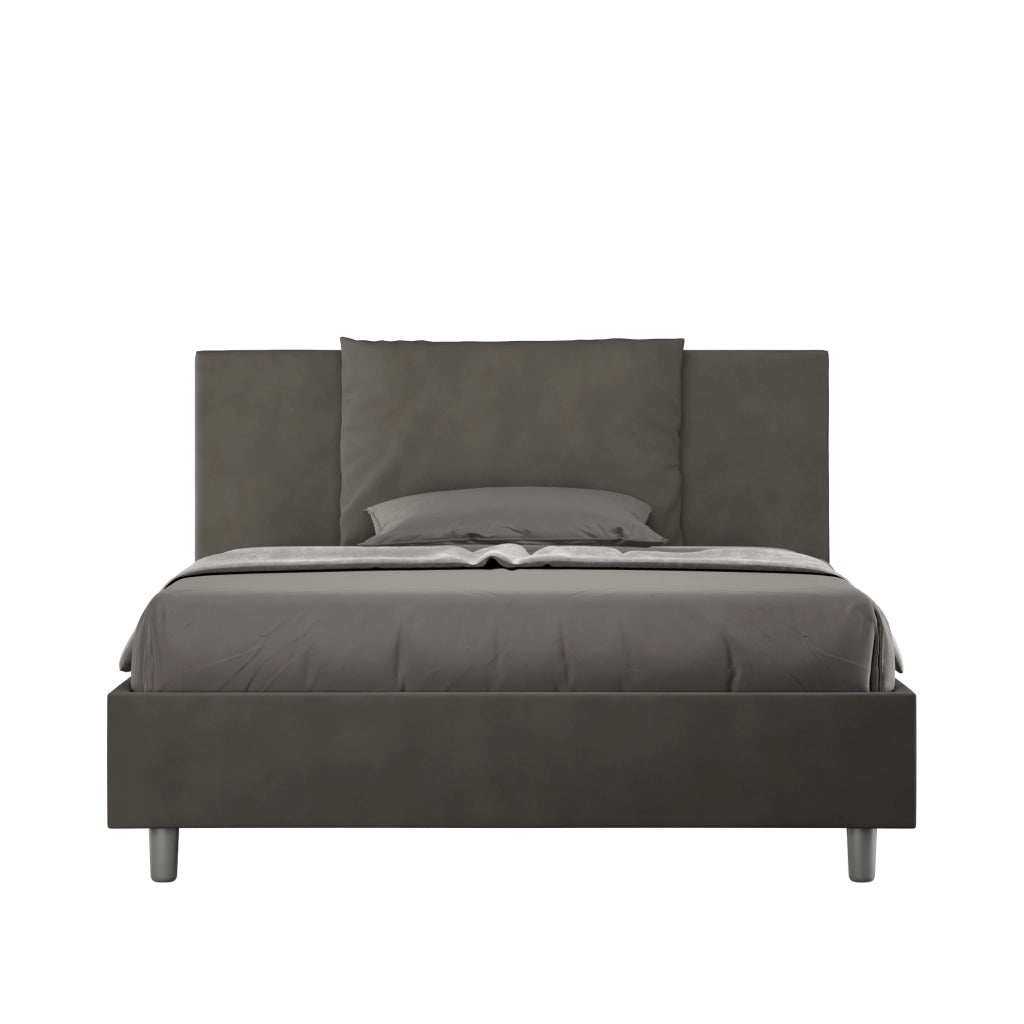 BS COM Letto una piazza e mezza contenitore imbottito 130x190 microfibra grigio