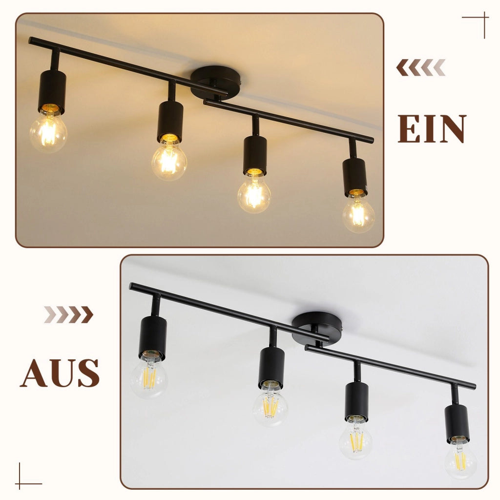 ZMH Faretto da soffitto neri E27 orientabili 350° vintage per camera letto