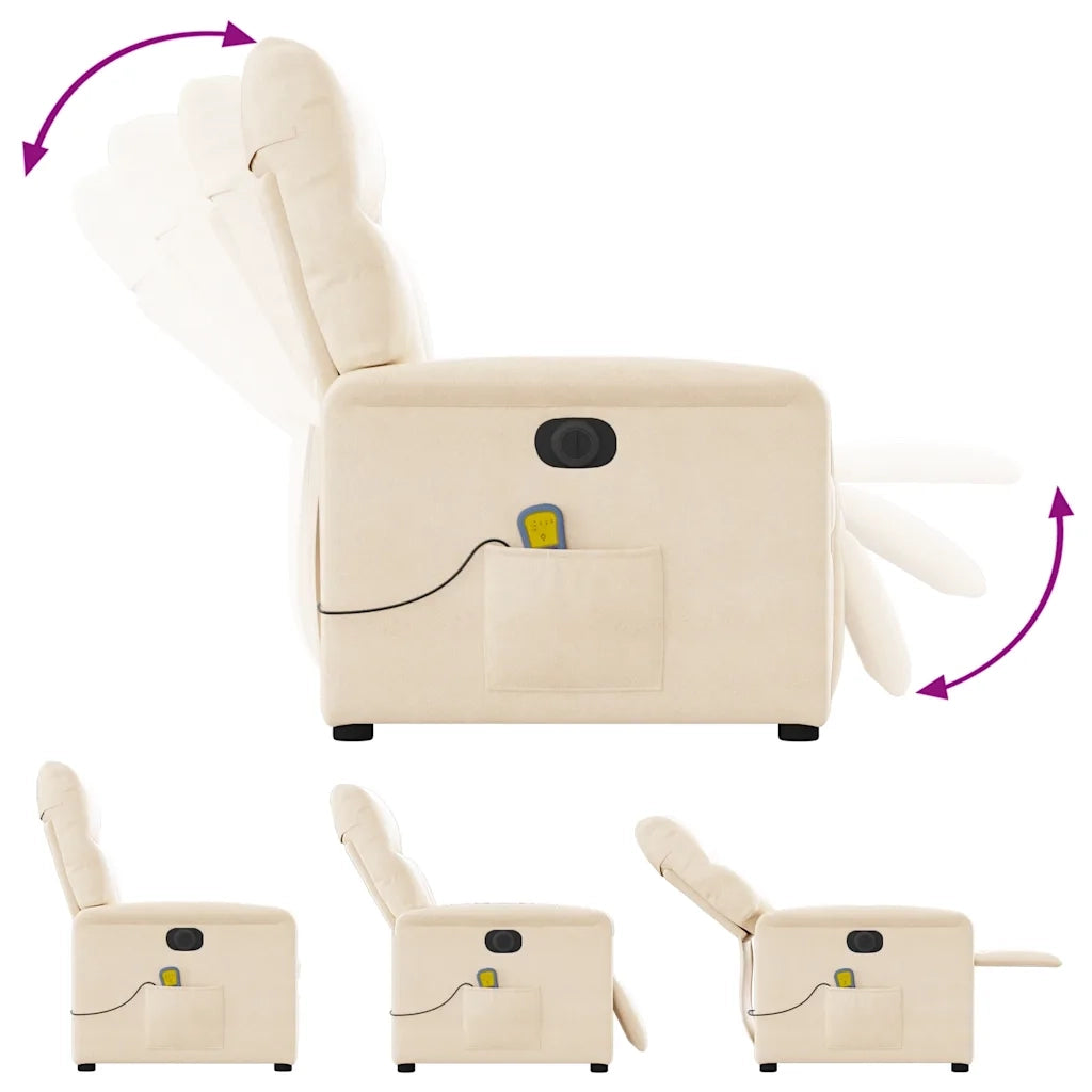 Poltrona Reclinabile Massaggiante Elettrica Beige Microfibra 3303085